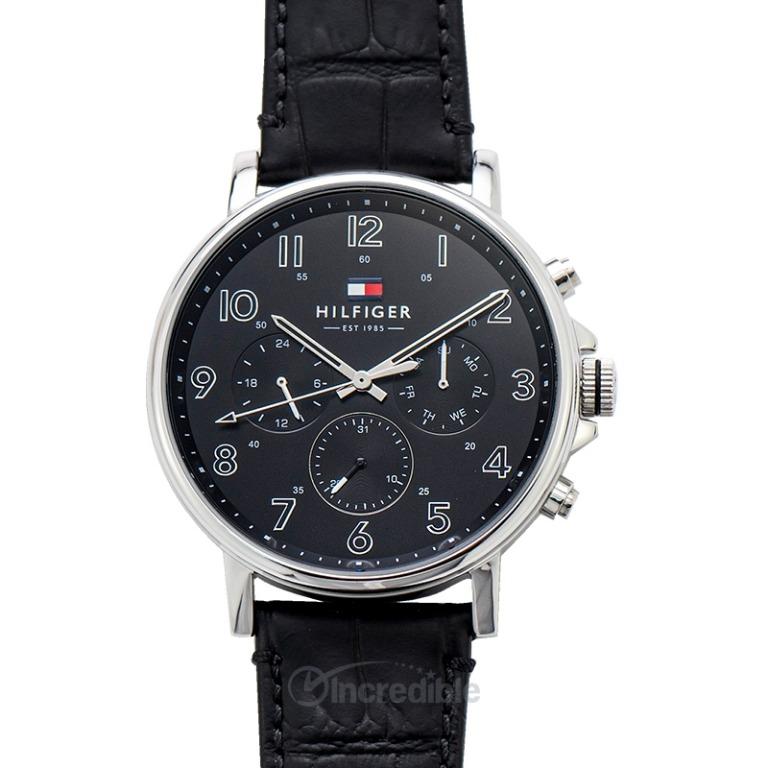 NEW Tommy Hilfiger Daniel Stainless Steel Quartz Black Dial Black Leather Men s Watch 1710381