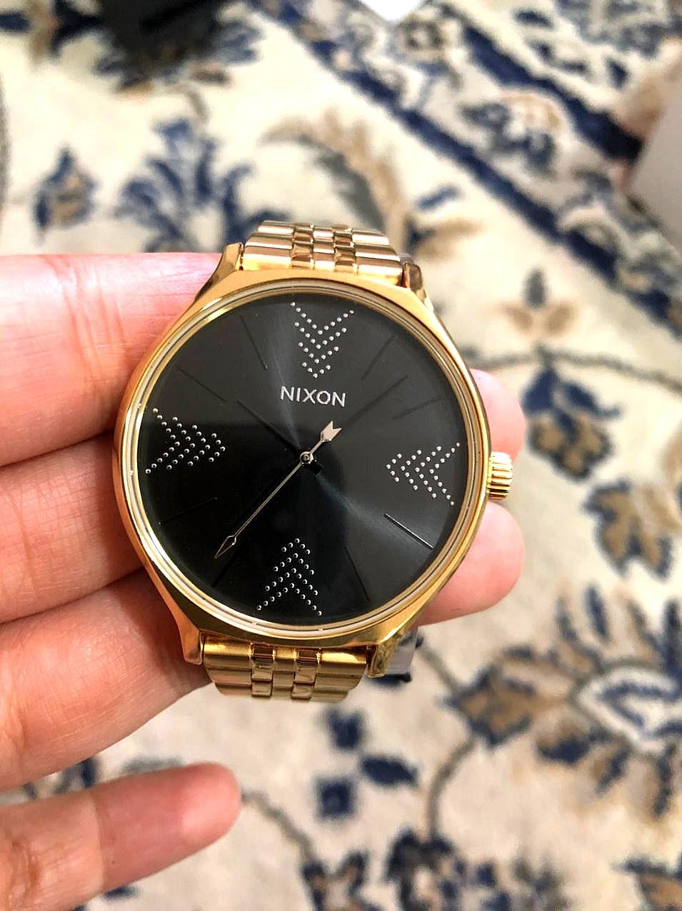 Nixon women s gold Black silver clique watch Women s Fashion