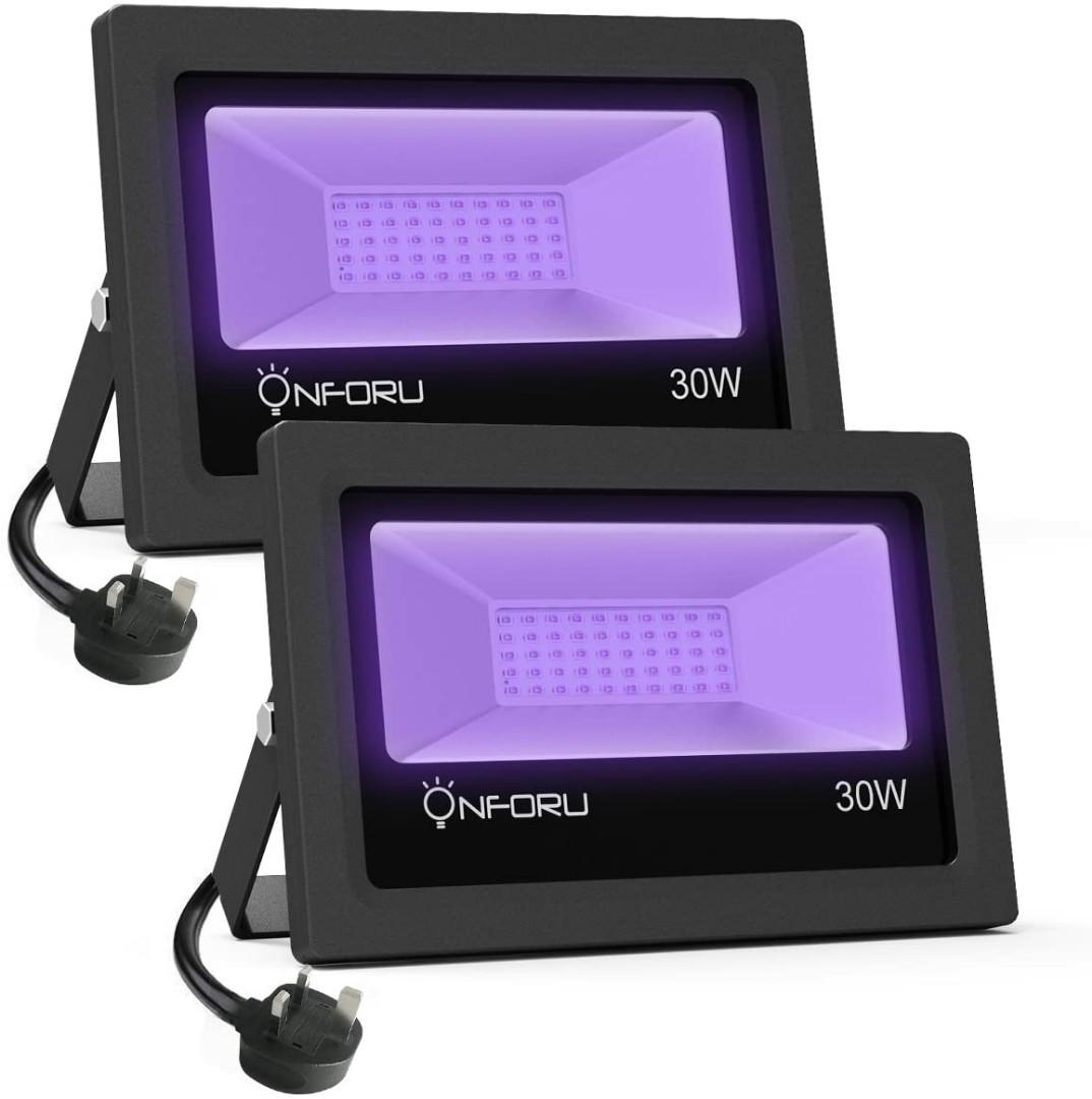 Onforu Pack 30W UV LED Black Light, UV Floodlight with Plug, IP66  Waterproof Outdoor Ultraviolet Blacklight for Dance Party, Stage Lighting,  Glow in The Dark, Furniture  Home Living, Lighting 