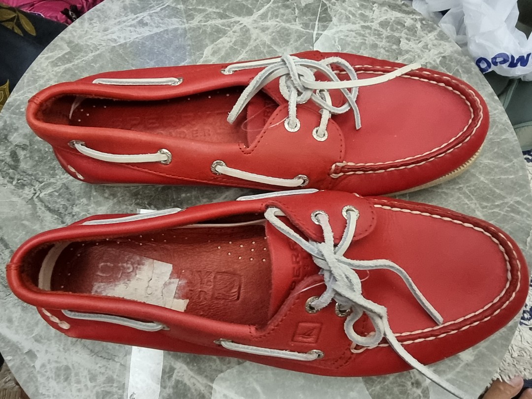 Orig Sperry Topsider Red Leather shoes mens 9.5