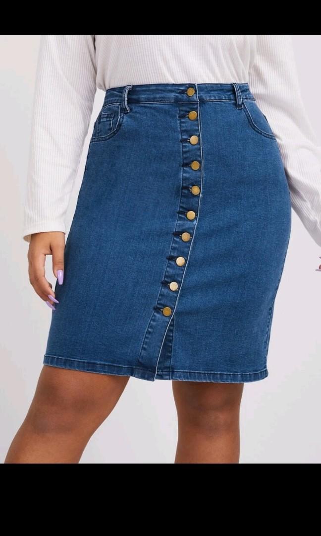 Plus size Button down Denim Skirt Women s Fashion Bottoms