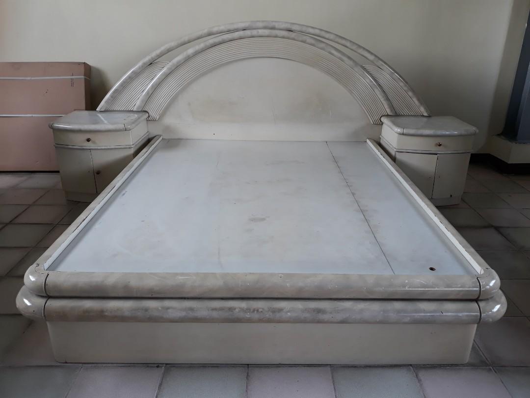 Queen size bed frame with 2.side tables (Category: Bed Frames & Mattresses) located in Quezon City. Submitted by jenbarretto (Listing ID 1069780758, Image 1). Description: .