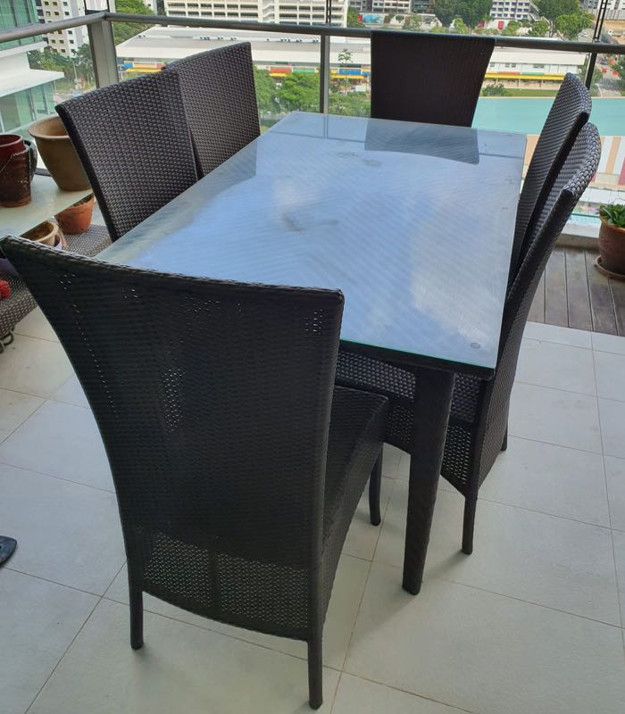Rattan tables and chair (original 600), Furniture & Home Living