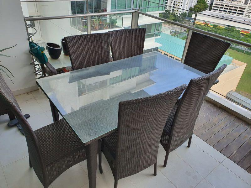 Rattan tables and chair (original 600), Furniture & Home Living, Furniture, Chairs on Carousell