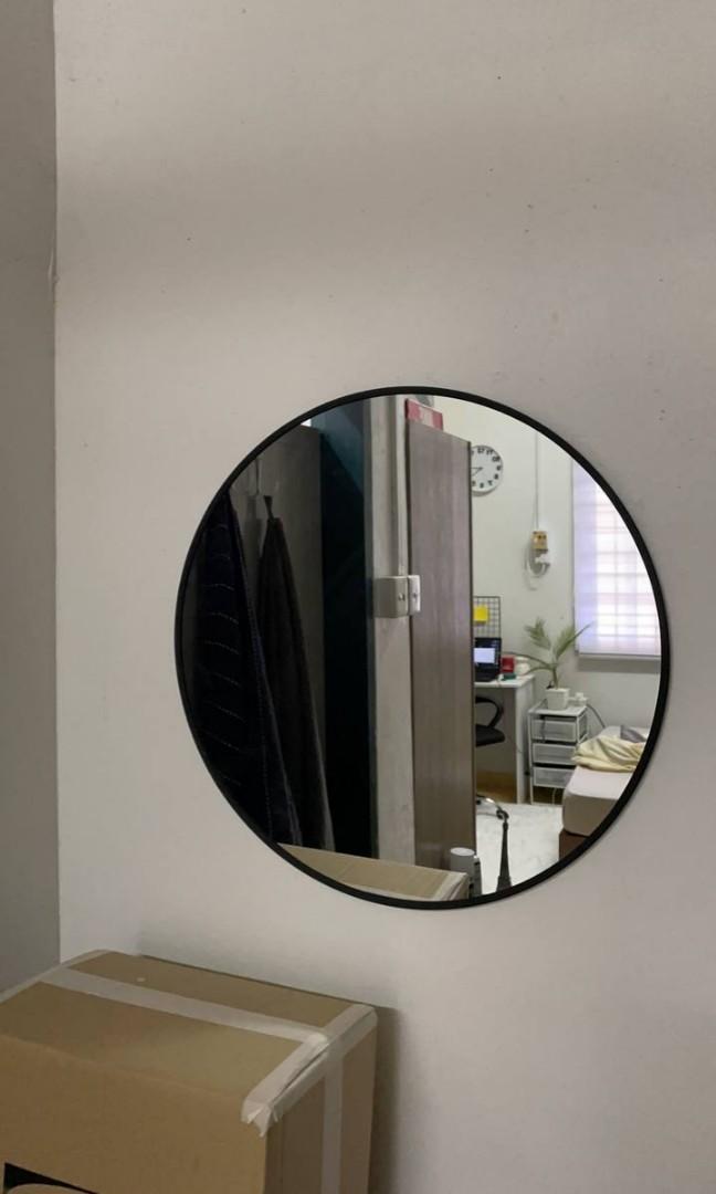 Round Mirror Cermin Bulat 50cm Home Furniture Home Decor On Carousell