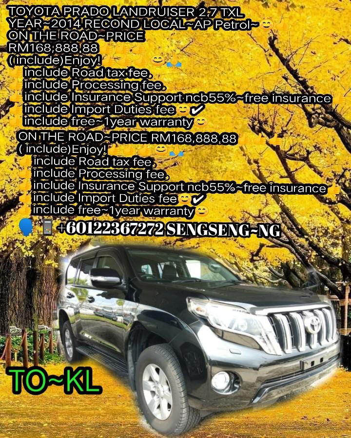 OTR~PRICE TOYOTA PRADO LANDRUISER 2.7 TXL YEAR~2014 RECOND LOCAL 