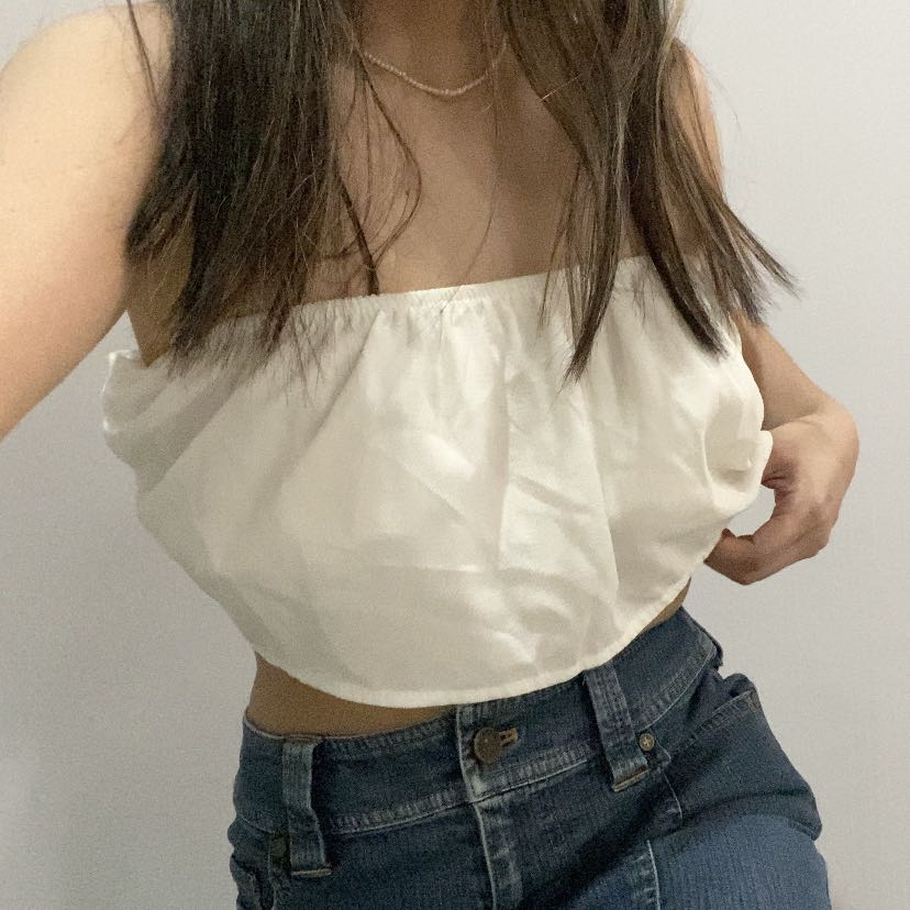 white flowy tube top