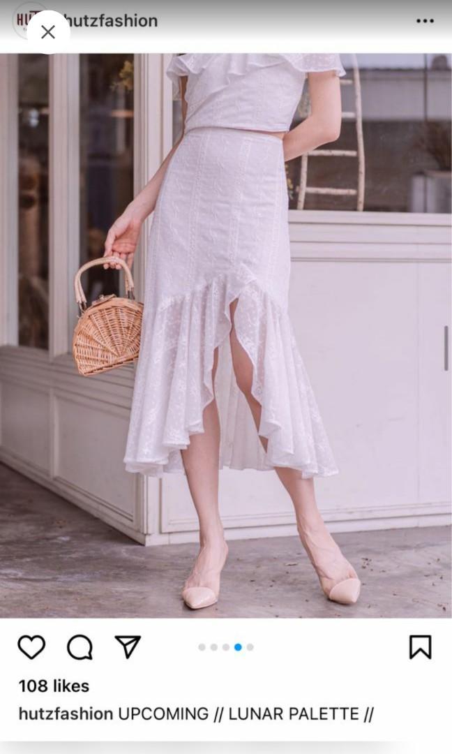 White Mermaid Skirt Midi Split Skirt Women s Fashion Bottoms Skirts on Carousell