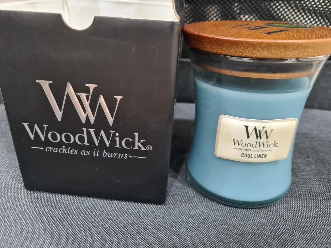 ongezond Dertig uitdrukking WTS Woodwick Candle - Cool Linen, Furniture & Home Living, Home Fragrance  on Carousell