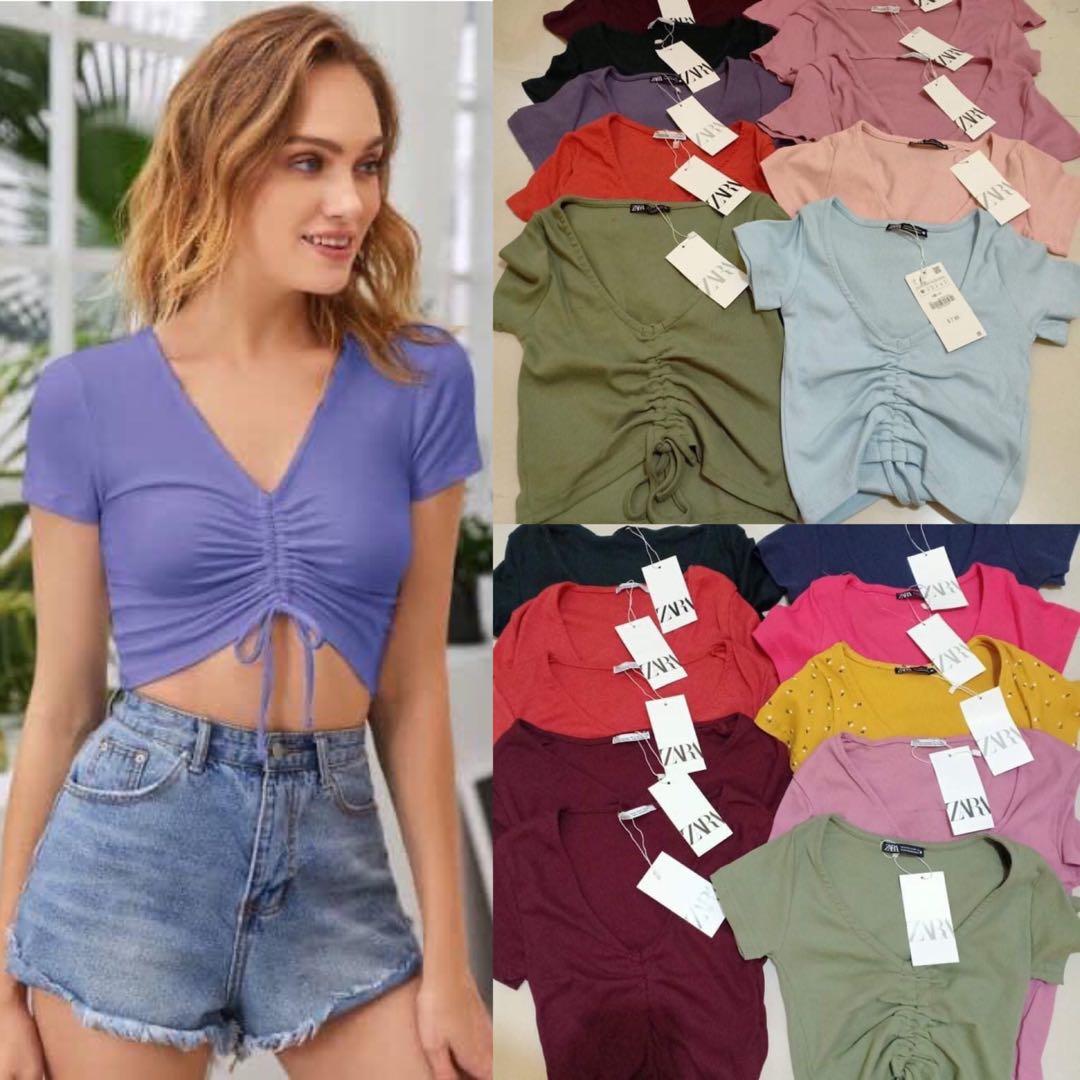 zara green ruched top