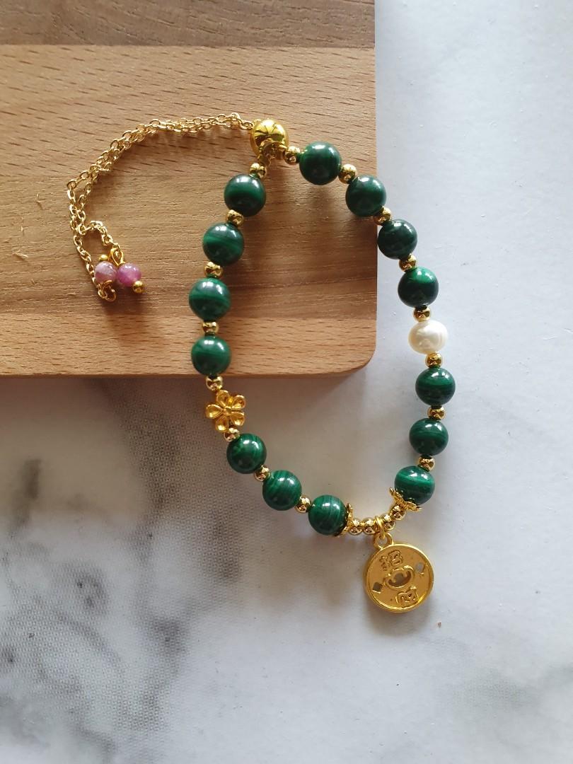 Gold malachite bracelet best sale