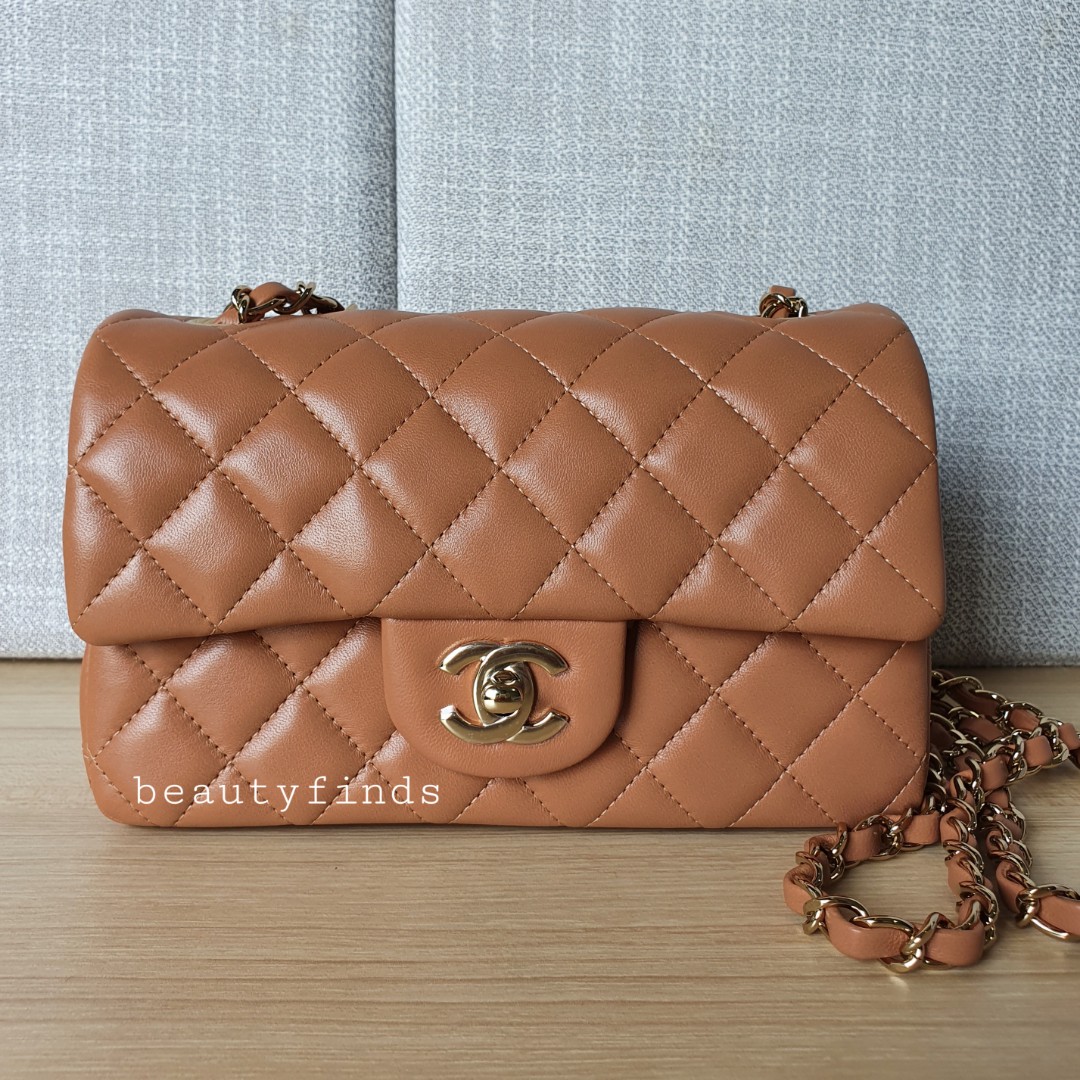 🦄💖 BRAND NEW: Chanel 21P Mini Rectangular Flap (Brown/ Caramel), Luxury,  Bags & Wallets on Carousell