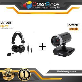A4tech Web Camera PK-910H Clip Type 1080p Full HD + Stereo Headset HU-7P USB/1 month warranty