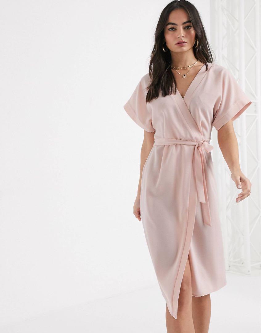 Blush pink wrap dress Clearance