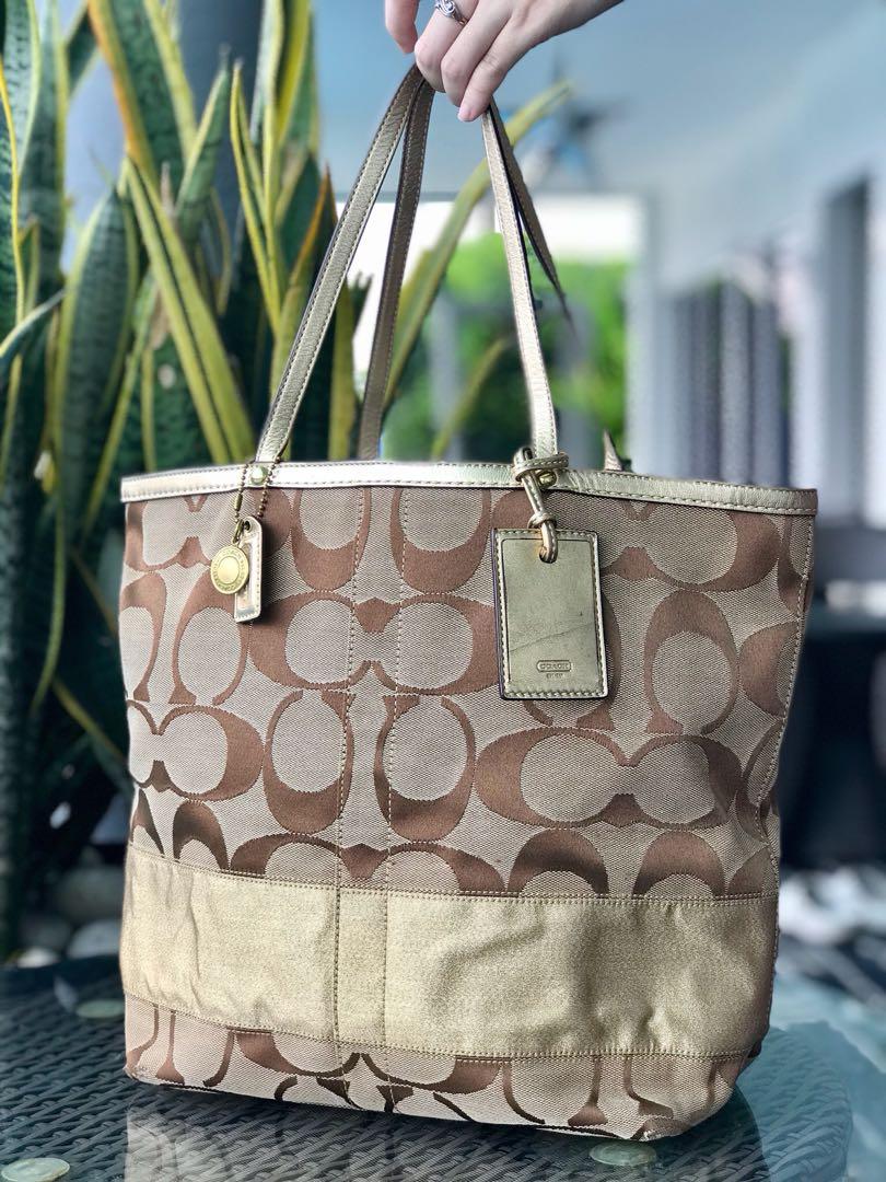 Authentic COACH Signature Stripe Tote Bag
