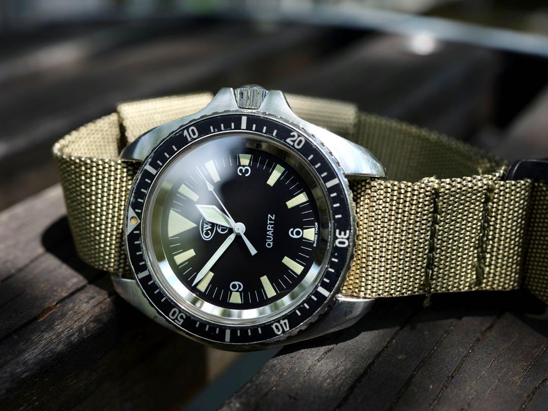 British military 1997 issued CWC Royal Navy RN Diver Tritium dial military watch