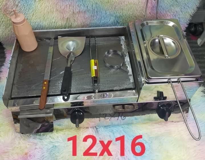 BURGER GRIDDLE W/DEEP FRYER (Category: Fryers) located in Pasig City. Submitted by meanntamayo (Listing ID 1070029383, Image 3). Description: PRE-ORDER (nb) 2 in 1 COMBI BURGER GRIDDLE WITH DEEP FRYER stainless body .. Metal Plate Sizes: 12x12 - 💸2,750 12x14 - 💸2,850 12x16 - 💸3,350 12x18 - 💸3,650 12x20 - 💸3,850 Free: 💜 Tong, breadknife, eggring,ketchup bottle and spatula.