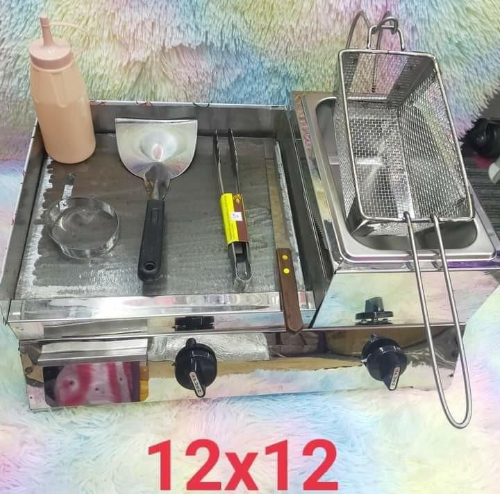 BURGER GRIDDLE W/DEEP FRYER (Category: Fryers) located in Pasig City. Submitted by meanntamayo (Listing ID 1070029383, Image 1). Description: PRE-ORDER (nb) 2 in 1 COMBI BURGER GRIDDLE WITH DEEP FRYER stainless body .. Metal Plate Sizes: 12x12 - 💸2,750 12x14 - 💸2,850 12x16 - 💸3,350 12x18 - 💸3,650 12x20 - 💸3,850 Free: 💜 Tong, breadknife, eggring,ketchup bottle and spatula.