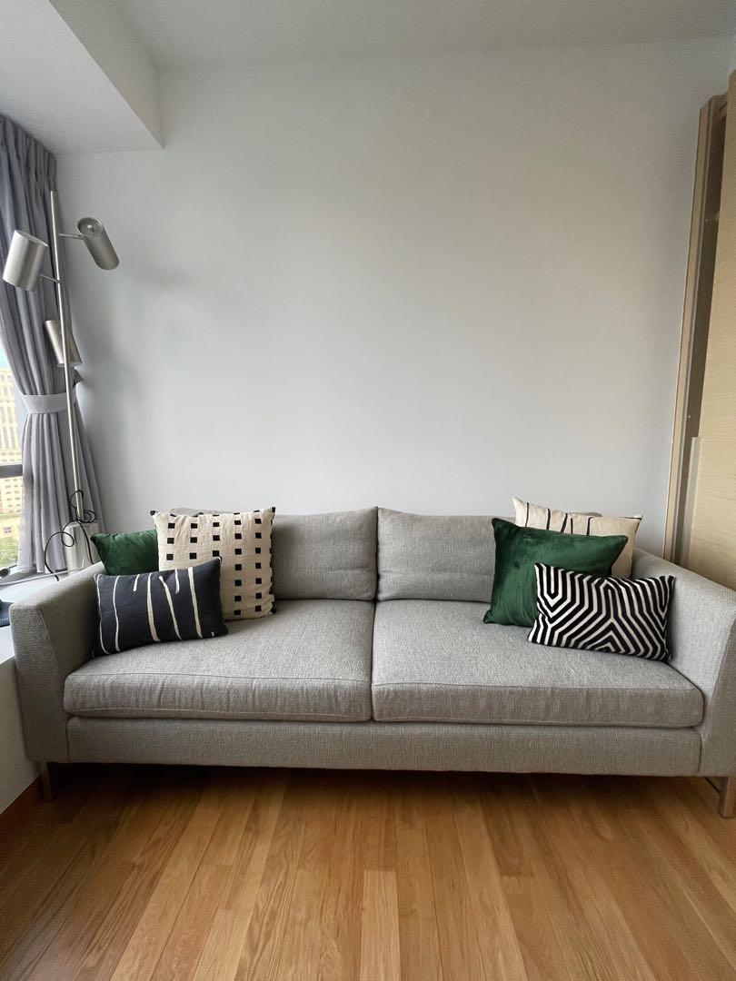 Crate Barrel Grey Tyson Sofa
