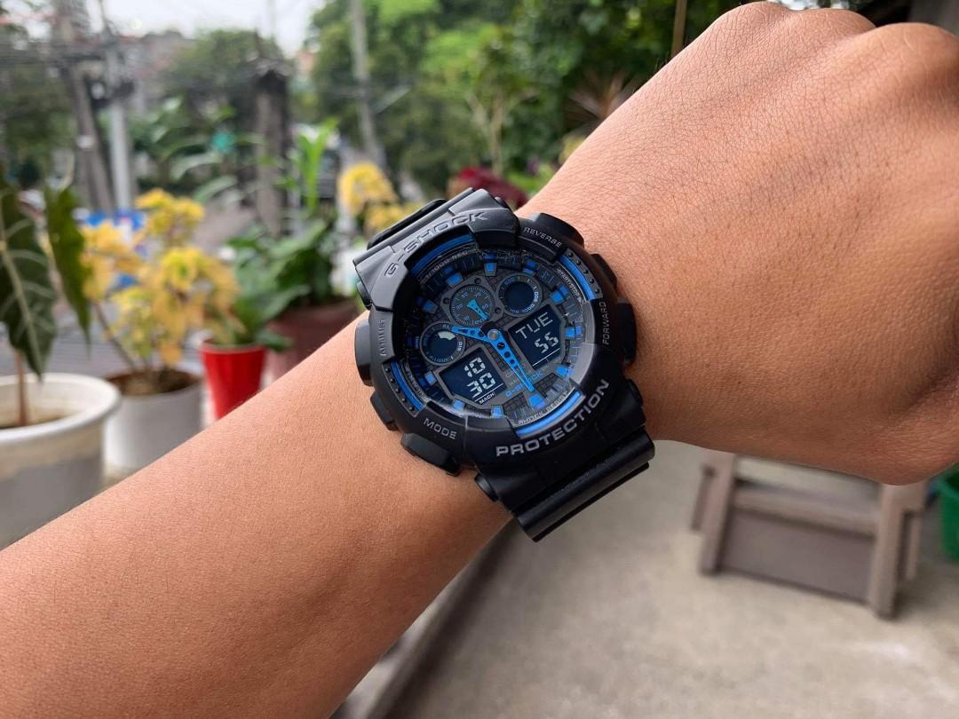 G shock ga hotsell 100 black blue