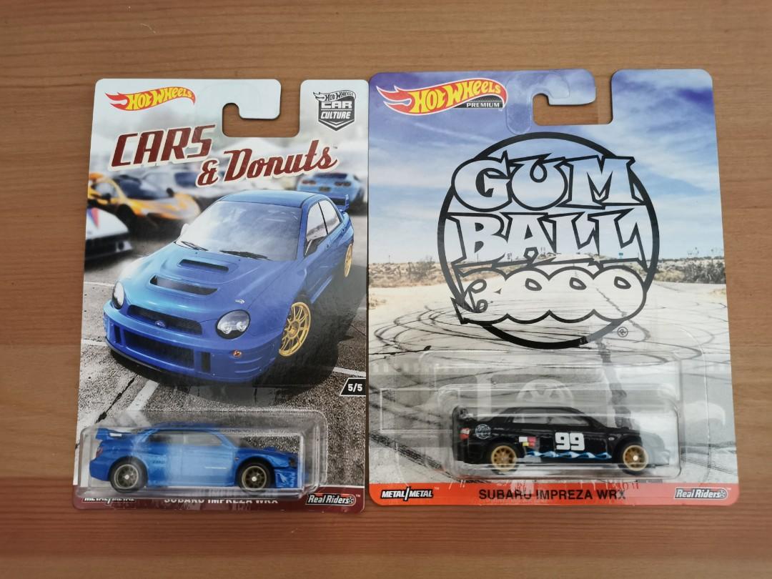 Hot Wheels Cars Donuts and Gumball 3000 Subaru Impreza WRX set