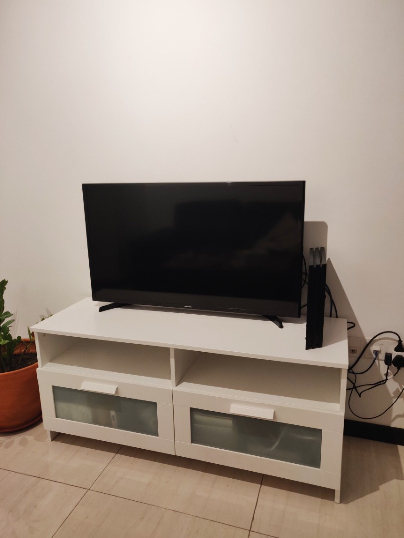 IKEA TV Console / Bench White with 2 drawers (BRIMNES), Furniture