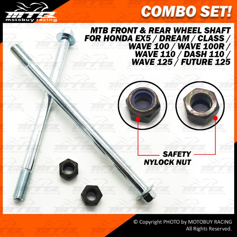 MTB FRONT AND REAR WHEEL SHAFT FOR HONDA EX5 DREAM / CLASS / WAVE 100 ...