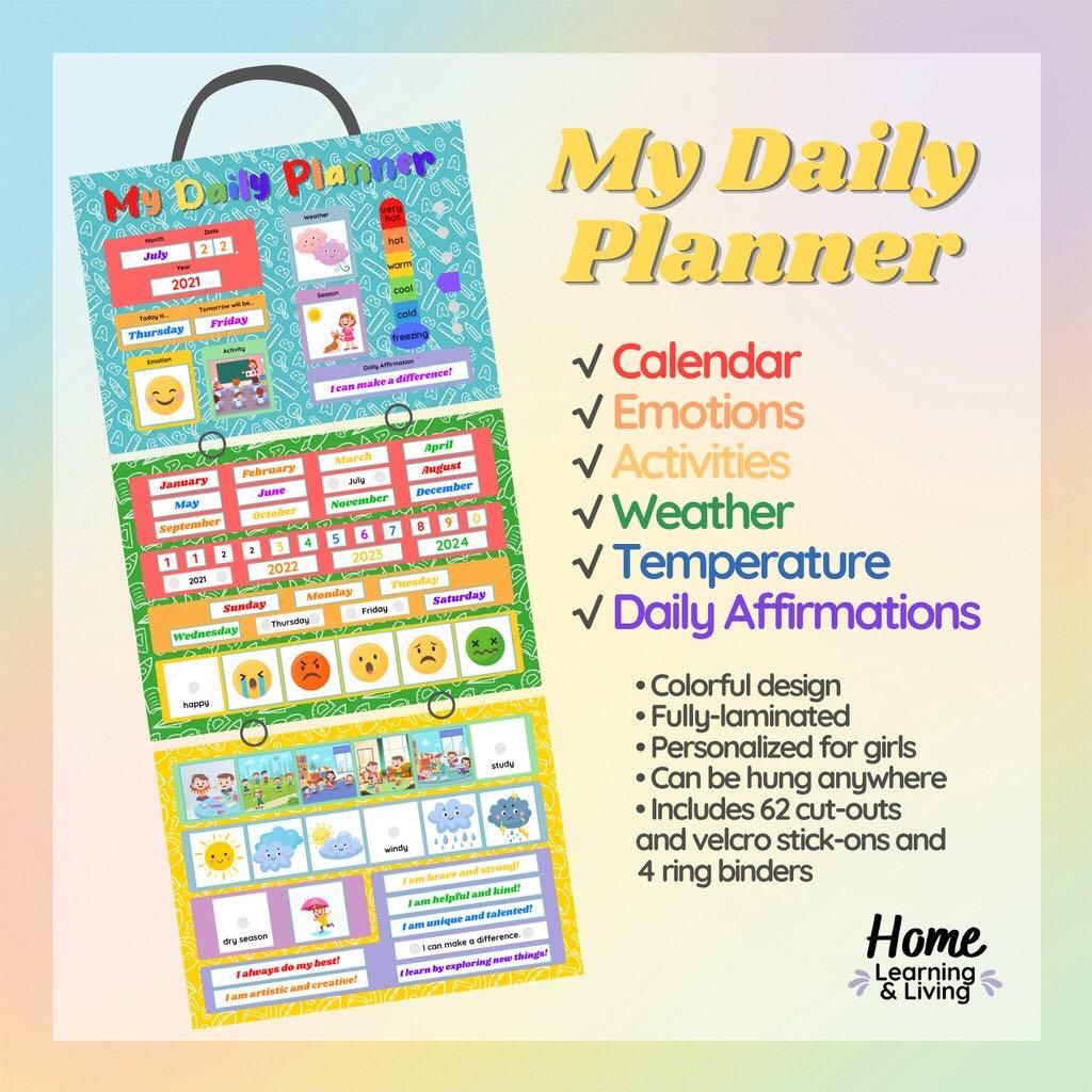 My Daily Planner - Velcro Activity for Kids (Category: Infant Playtime) located in Mandaluyong City. Submitted by chaipancake (Listing ID 1070039401, Image 2). Description: Note: The My Daily Activities series is open for pre-order with lead time of 5-7 days.