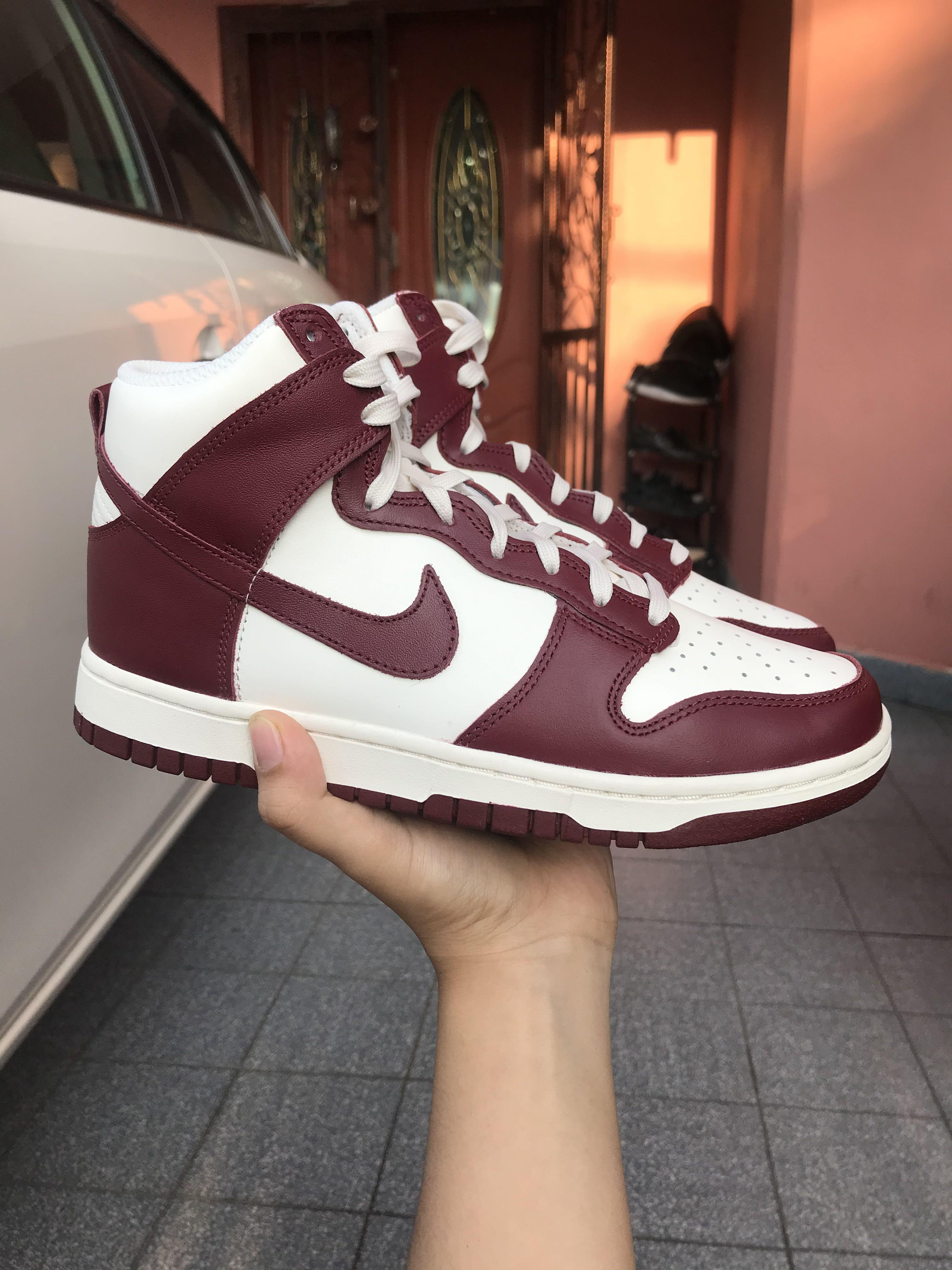 Nike Dunk High Sail Team Red, Men's Fashion, Footwear, Sneakers on