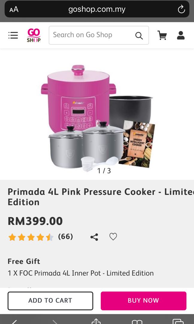 Primada 4l sales pressure cooker