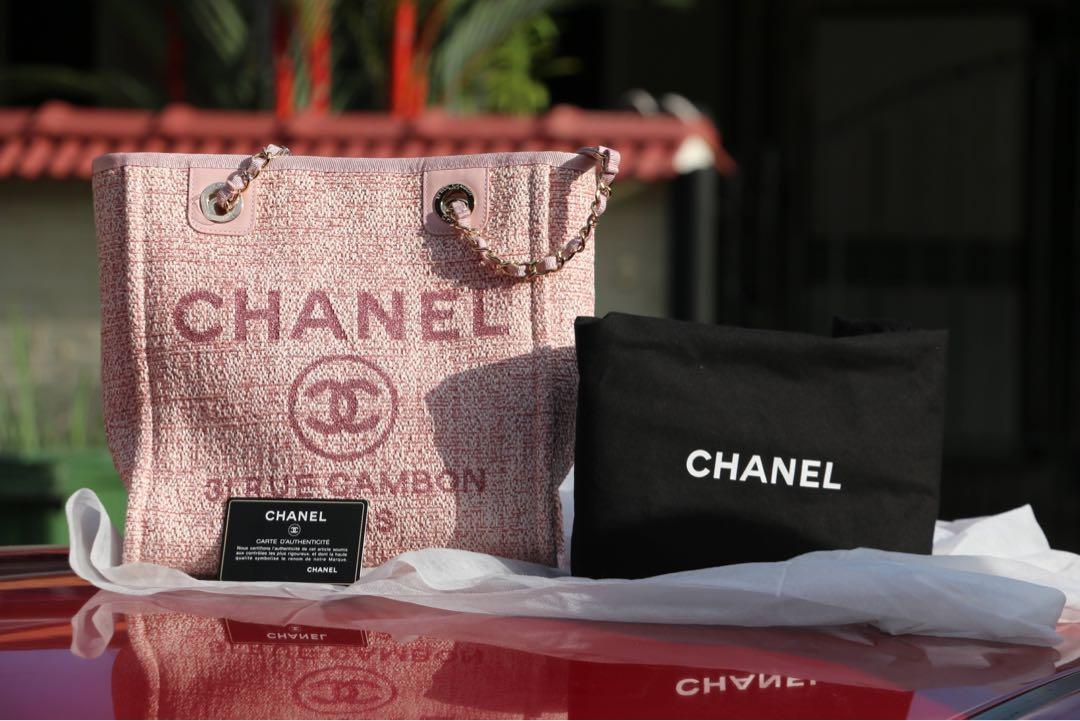 SameDayDelivery - Chanel Deauville Tote Pink Shimmer (Reflective) - Small