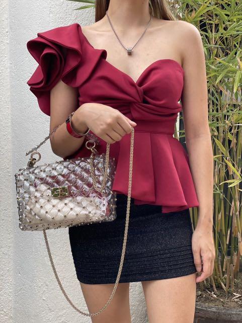 Valentino clear rockstud bag deals