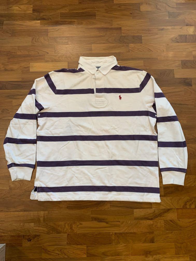 Vintage Ralph Lauren Rugby Polo Long Sleeve Striped Collared Formal Tee  Shirt, Men's Fashion, Tops & Sets, Tshirts & Polo Shirts on Carousell