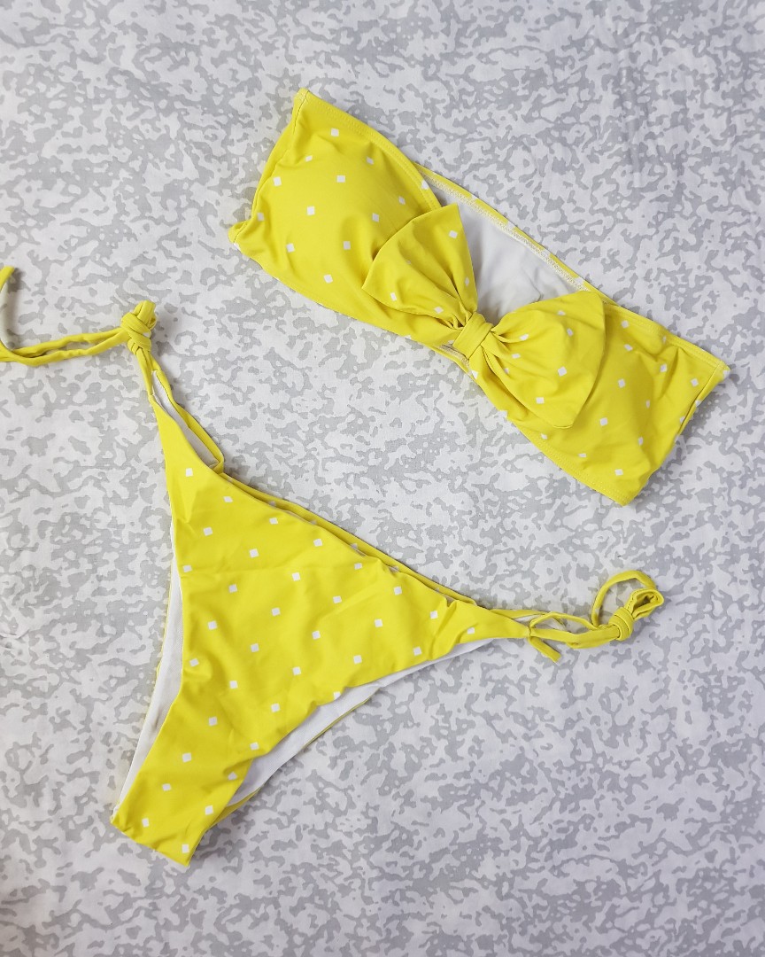 yellow bandeau bikini