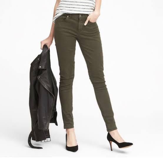Army green outlet skinny jeans