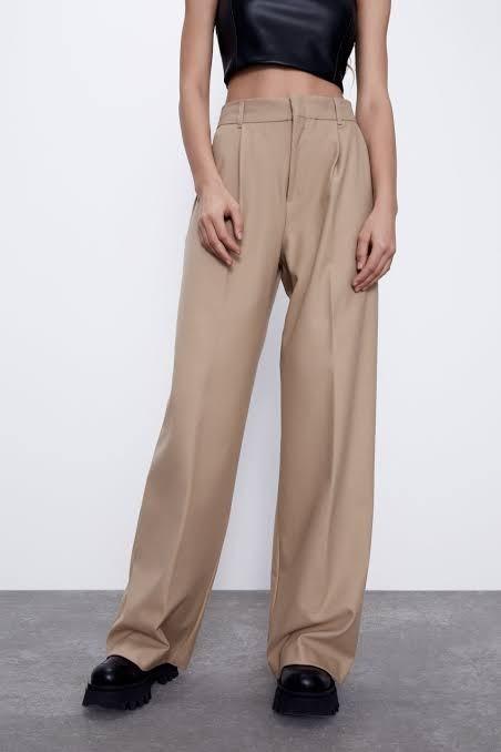 Zara Beige Trouser Pants, Women's Fashion, Bottoms, Other Bottoms