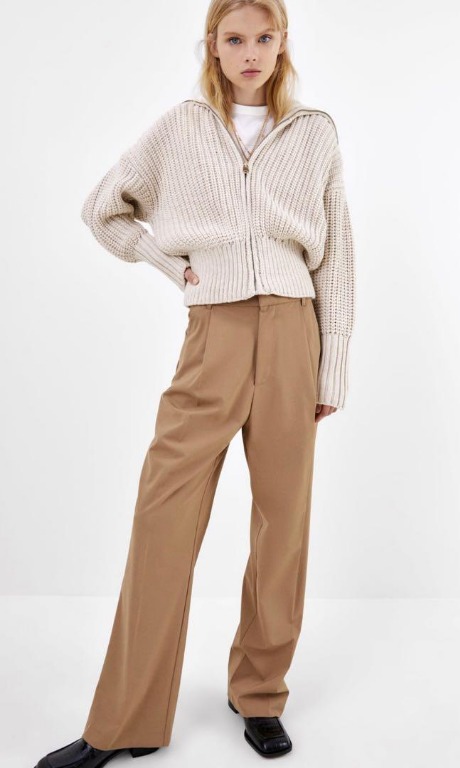 ZARA Khaki Brown Dad Trousers w 