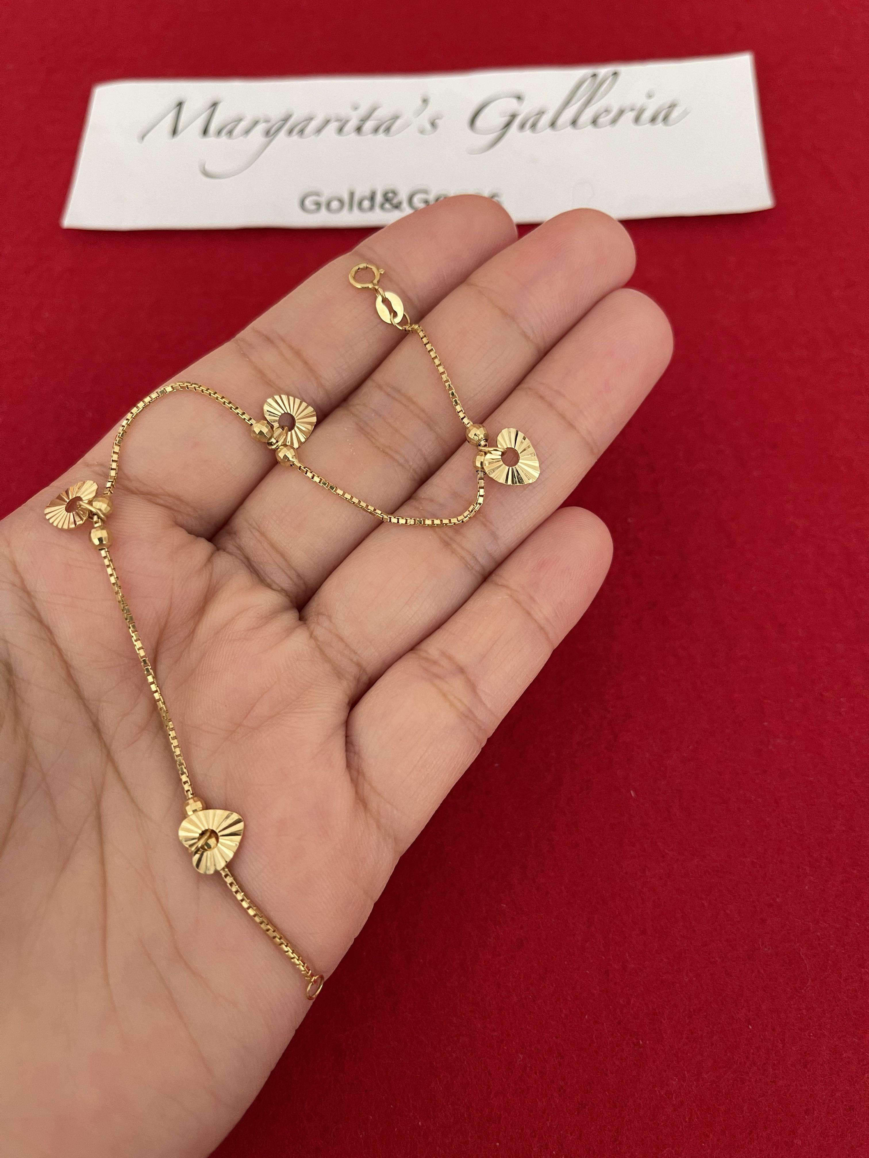 Sale 18K 750 Genuine Gold Heart Charms Bracelet
