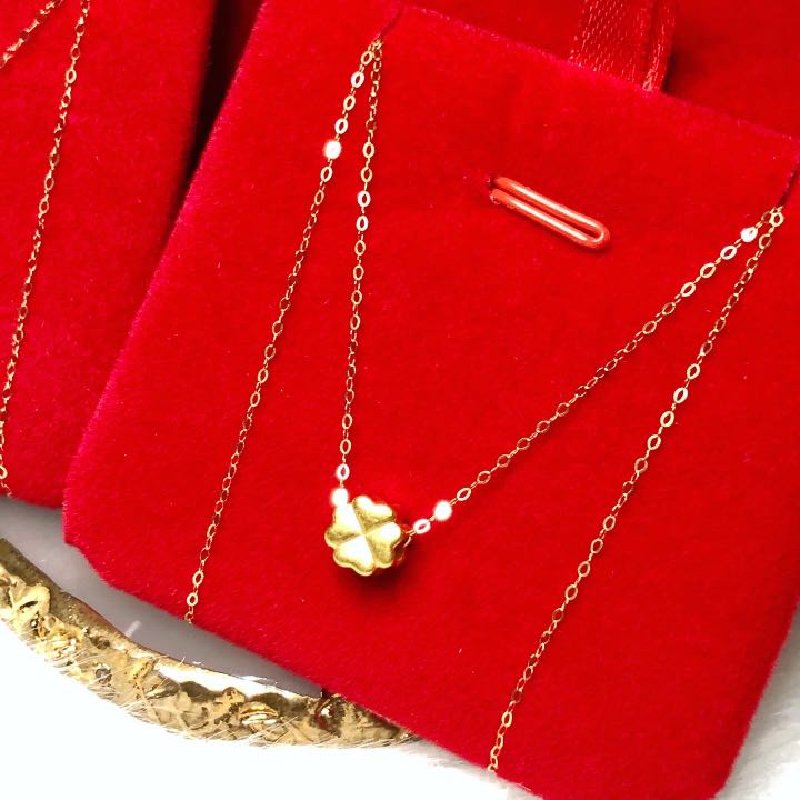 24k Gold Clover 18k gold necklace 