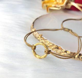 24k Gold Ring Macrame Bracelet
