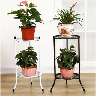 2-Layer Indoor and Outdoor Metal Shelves Flower Pot Holder Plant Stand