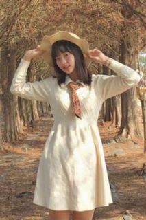 全白野餐裙米白色洋裝 可愛甜美風