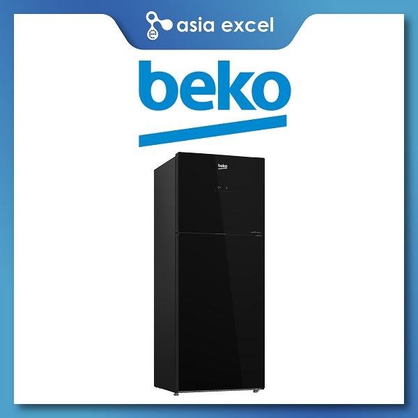 BEKO RDNT401E50VZGB 375L GLASS BLACK TOP FREEZER REFRIGERATOR, TV