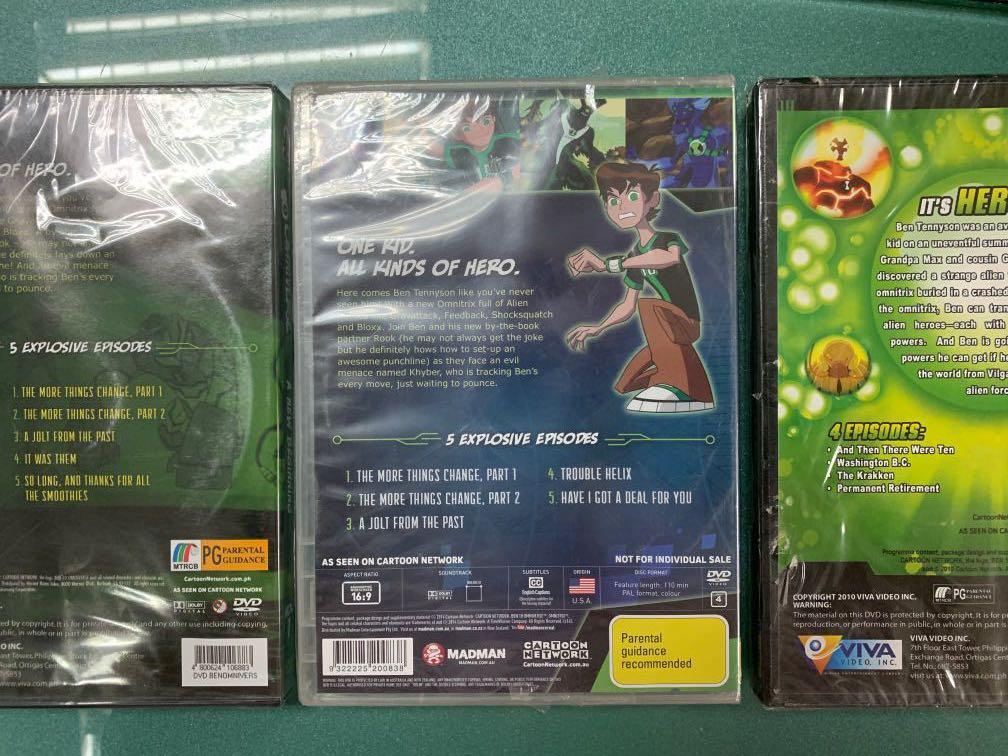 Ben 10 assorted dvd’s (Category: CDs & DVDs) located in Pasay City. Submitted by ayinong168 (Listing ID 1070119589, Image 2). Description: Ben 10 Dvd, 150 each , still in excellent condition mint still with plastic pm for titles and inquiries .