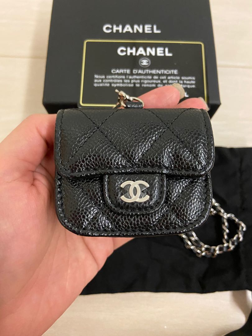 Chanel BNIB Black Caviar Air Pods Case - Vintage Lux