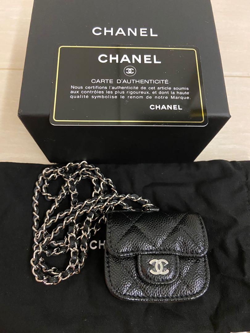 Chanel black caviar AirPod case necklace, Luxury, Bags & Wallets on  Carousell