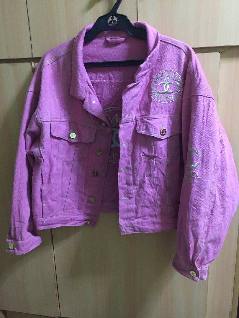 Chanel pink denim jacket top
