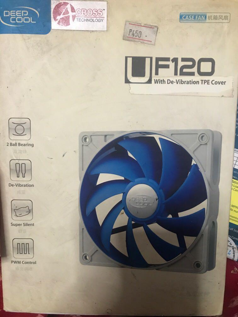 Deep Cool Case Fan UF120 with De-Vibration TPE Cover (Category: Other Accessories) located in Manila. Submitted by marojal (Listing ID 1070261925, Image 1). Description: Old Stock not used The main structure of UF fan series is made of normal PC Plastic to maintain a strong structure. The extraordinary part lies in the put cover over the plastic frame. It is made of super soft and elastic TPE material, which can absorb the operating vibration max