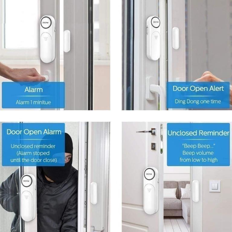 DEWENWILS Window Door Alarm Sensor for  Kids Safety and Home Security 4PCS 120dB 