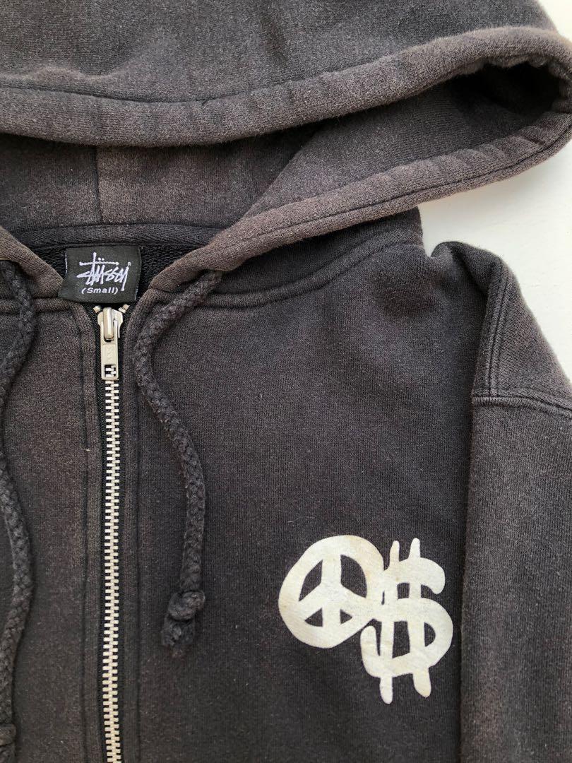 Early 2000s Stussy Dollar Sign Zip Up Hoodie